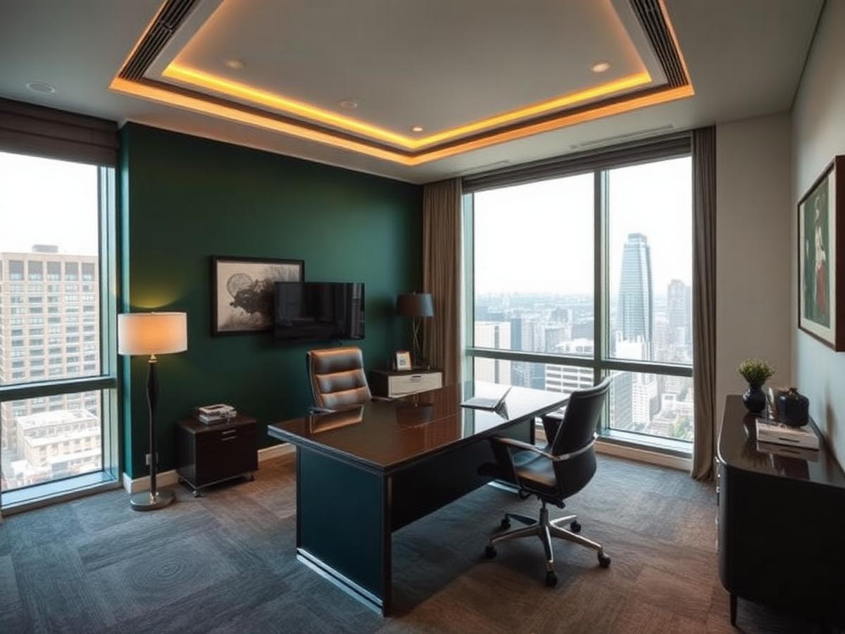 Private executive office with city view